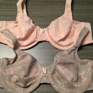 (2) NEW 42D Breezies Seamless Lace Overlay Bras w/UltimAir